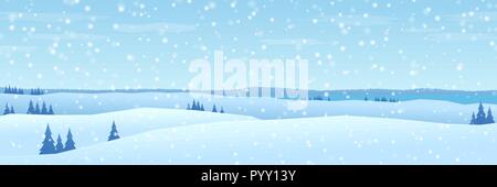 Hügel Winter Landschaft flaches design Panorama Stock Vektor