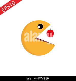 Vector gelb Pac Man Symbol Zeichen auf weißem EPS 10. Stock Vektor