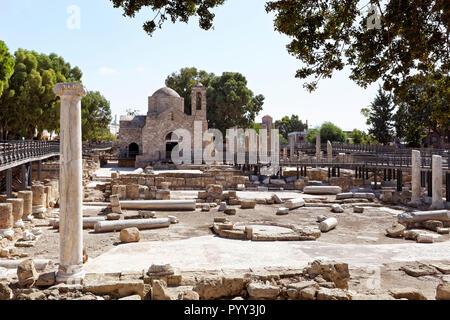 Archäologische Ausgrabungsstätte, Frühchristliche Basilika von Panagia Chrysopolitissa, Kirche von Agia Kyriaki, Kato Pafos Stockfoto