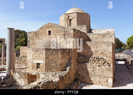 Archäologische Ausgrabungsstätte, Frühchristliche Basilika von Panagia Chrysopolitissa, Kirche von Agia Kyriaki, Kato Pafos Stockfoto