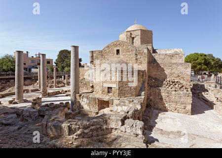 Archäologische Ausgrabungsstätte, Frühchristliche Basilika von Panagia Chrysopolitissa, Kirche von Agia Kyriaki, Kato Pafos Stockfoto