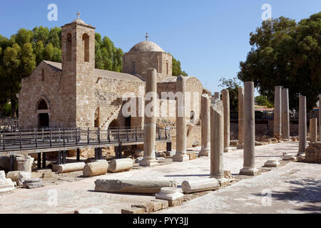 Archäologische Ausgrabungsstätte, Frühchristliche Basilika von Panagia Chrysopolitissa, Kirche von Agia Kyriaki, Kato Pafos Stockfoto