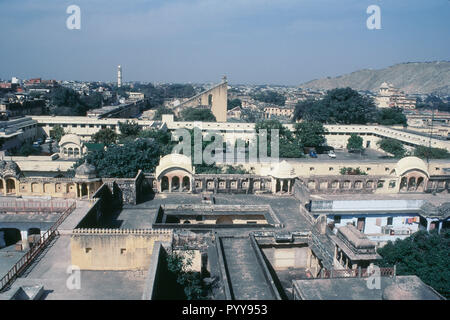 Luftaufnahme der Stadt von Hawa Mahal, Jaipur, Rajasthan, Indien, Asien Stockfoto