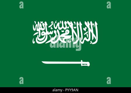 Einfache Fahne von Saudi-arabien. Die richtige Größe, Proportion, Farben. Stock Vektor