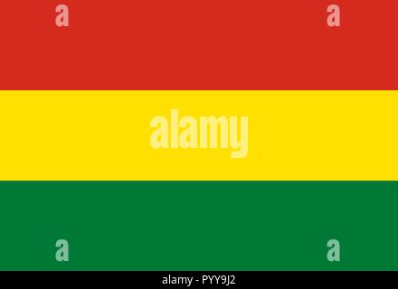 Einfache Flagge Bolivien. Die richtige Größe, Proportion, Farben. Stock Vektor