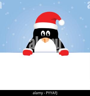 Happy niedlichen Pinguin auf Blau snowy Hintergrund Vektor-illustration EPS 10. Stock Vektor