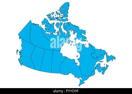 Vektorkarte von Canad mit den Provinzen und Territorien Grenzen. Stock Vektor