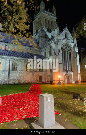 58000 Gestrickte Poppy Anzeige an Selby Abbey, North Yorkshire. Stockfoto