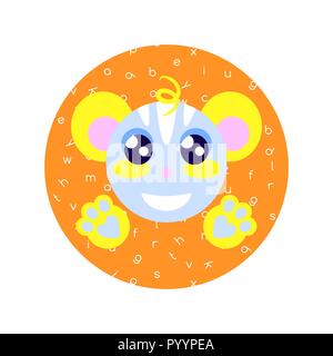 Cute cartoon Happy animal Aufkleber. Fantasy Kreatur in hellen Farben. Stock Vektor