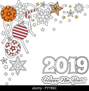 Herzlichen Glückwunsch Karte Frohes Neues Jahr 2018. Kranz aus Weihnachten festliche Elemente. Stock Vektor