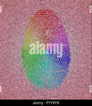 Rainbow Fingerabdruck. Bild aus Worten Stockfoto
