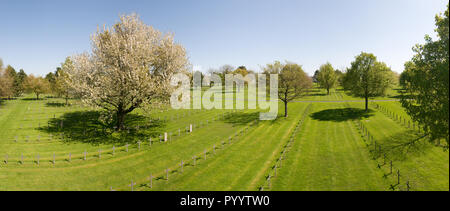 Panorama des Meeres der Kreuze an der Neuville-St Vaast Deutscher Soldatenfriedhof ist ein Weltkrieg Friedhof in der Nähe von Neuville-Saint-Vaast, einem kleinen Dorf entfernt, Stockfoto