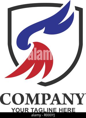 Adler Kopf mit Shield Logo Vorlage, Hawk Maskottchen Grafik, kreative und moderne Eagle bird logo Vektor Stock Vektor