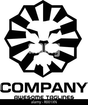 Lion's Head classic Vintage Style Logo Design Element, klassische Abzeichen mit Wappentier, monochromen Vector Illustration auf weißem Hintergrund Stock Vektor