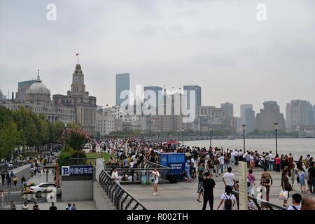 Waitan Bund in Shanghai, Gebäude am Bund CHINA Stockfoto