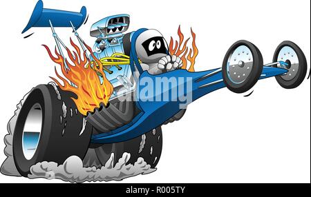 Top Fuel Dragster Cartoon Vector Illustration Stock Vektor
