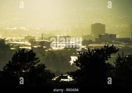 Schwere Sommer Regen in Oslo, Norwegen. Stockfoto