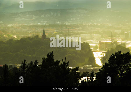 Schwere Sommer Regen in Oslo, Norwegen. Stockfoto