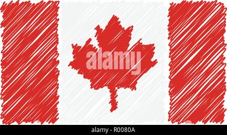 Hand gezeichnet Nationalflagge von Kanada isoliert auf einem weißen Hintergrund. Vektor Skizze Stil Abbildung. Stock Vektor