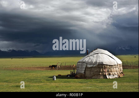 Die Jurte, die semi-nomadischen Hirten in der Pamir Region (Kirgisistan). Stockfoto