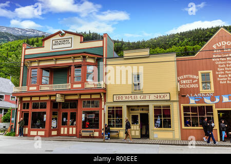 Skagway Brewing Company und Geschenkeladen in Alaska Stockfoto