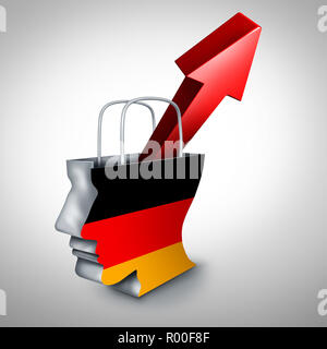 Deutschland Inflationsanstieg in einem boomenden Deutschen Wirtschaft und Finanz markt von Waren und Dienstleistungen oder Europäischen steigende Verbraucherpreise und wirtschaftlichen. Stockfoto