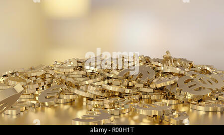 3D-Rendering des fallenden Zeichen des Euro. Option in Gold Stil Stockfoto