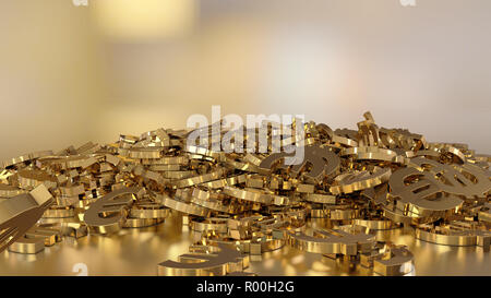 3D-Rendering des fallenden Zeichen des Euro. Option in Gold Stil Stockfoto