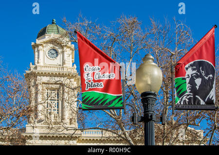 Sacramento Rathaus Gebäude von Cesar E. Chavez Plaza, Sacramento, Kalifornien. Stockfoto