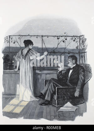 Digital verbesserte Reproduktion, abends auf der Terrasse unter einer südlichen Himmel, original Drucken aus dem Jahr 1899 Stockfoto