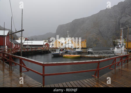 Traditionelle Dorf Nusfjord Lofoten, Norwegen Stockfoto