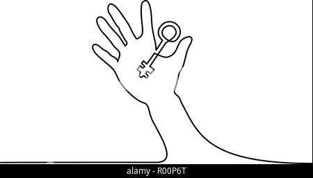 Kontinuierliche eine Linie zeichnen. Abstrakte Hand drücken. Vector Illustration Stock Vektor