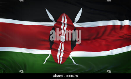 Kenia realistische Wehende Flagge Hintergrund Stockfoto