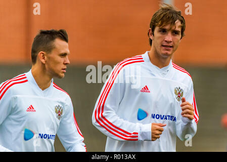 Rostow-am-Don, Russland - 10. SEPTEMBER 2018: Cheryshev und Fernandes Fußballspieler Stockfoto