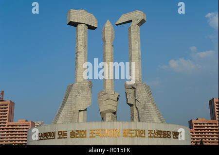 Pjoengjang, Nordkorea, Denkmal für die Gründung der Arbeiterpartei von Korea Stockfoto