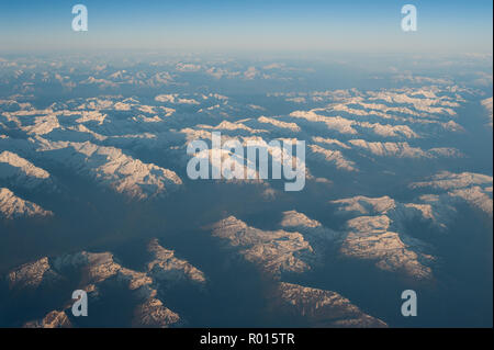 Schweiz, Flug von Singapur nach Zürich. Stockfoto