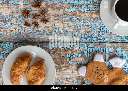 Köstliche Croissants zum Frühstück Stockfoto