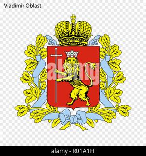 Emblem von Vladimir Oblast, Provinz von Russland Stock Vektor