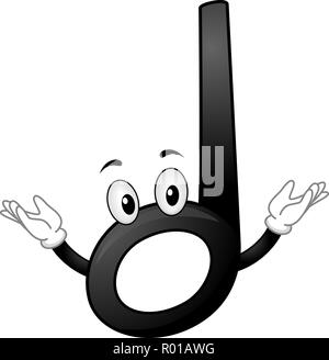 Abbildung: Schwarze Halbe Note Note Maskottchen mit Hands Up Stockfoto