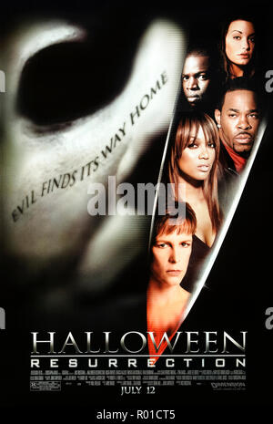 Halloween: Resurrection (2002) von Rick Rosenthal Regie und Hauptdarsteller Jamie Lee Curtis, Busta Rhymes, Brad Loree und Bianca Kajlich. Serial Killer Michael Myers kehrt zum Mord die Teilnehmer einer Reality Show. Stockfoto