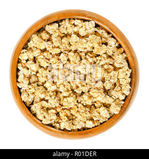 Crunchy Granola in Houten. Knusprigen Cerealien, Aus gerollt und geröstete Vollkorn Haferflocken und Honig. Frühstück und Snacks essen. Stockfoto