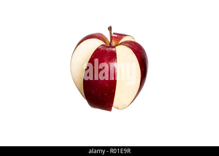 Red Cut vier Teil Apple auf einem weißen Hintergrund. Konzeptionelle Bild mit roten Apfel. Stockfoto