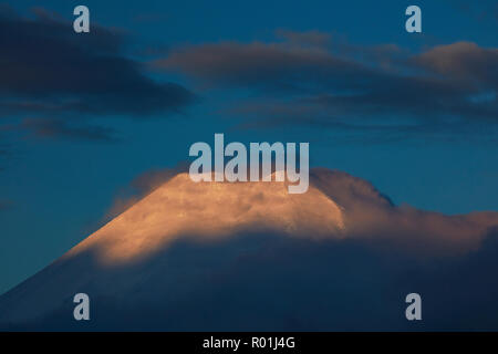 Sonnenuntergang auf Mt Ngauruhoe, Tongariro National Park, Central Plateau, North Island, Neuseeland Stockfoto