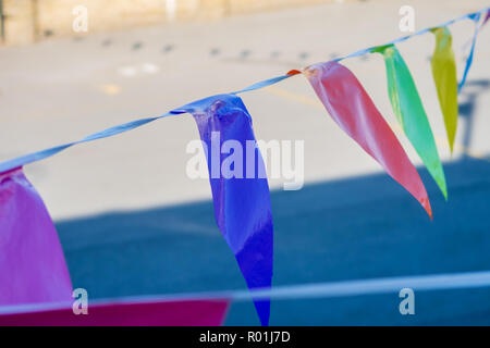 Bunte dreieckige Bunting Stockfoto