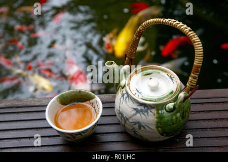 Kaffee Set der Goldfisch Stockfoto