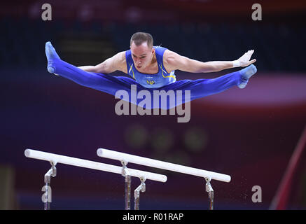 Doha, Katar. 31 Okt, 2018. Oleg Verniaiev (UKR) an der Bar. GES/Turnen/Gymnastik Weltmeisterschaften in Doha, multi-Disziplin endg., 31.10.2018 - GES/Turnen/Gymnastik Weltmeisterschaften, Doha/Katar: 10/31/2018 - | Verwendung der weltweiten Kredit: dpa/Alamy leben Nachrichten Stockfoto