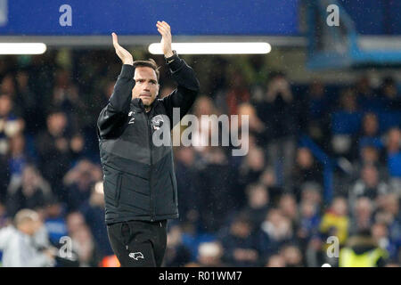 London, Großbritannien. 31. Oktober, 2018. Derby County Manager, Frank Lampard während der efl Carabao Cup Runde 16 Spiel zwischen Chelsea und Derby County an der Stamford Bridge, London, England am 31. Oktober 2018. Foto von Carlton Myrie. Nur die redaktionelle Nutzung, eine Lizenz für die gewerbliche Nutzung erforderlich. Keine Verwendung in Wetten, Spiele oder einer einzelnen Verein/Liga/player Publikationen. Credit: UK Sport Pics Ltd/Alamy leben Nachrichten Stockfoto