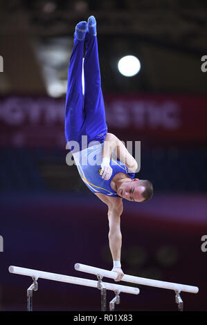 Doha, Katar. 31 Okt, 2018. Oleg Verniaiev (UKR) an der Bar. GES/Turnen/Gymnastik Weltmeisterschaften in Doha, multi-Disziplin endg., 31.10.2018 - GES/Turnen/Gymnastik Weltmeisterschaften, Doha/Katar: 10/31/2018 - | Verwendung der weltweiten Kredit: dpa/Alamy leben Nachrichten Stockfoto