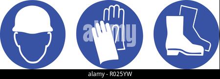 Persönliche Schutzausrüstung: Helm, Handschuhe, Stiefel Symbol Stock Vektor