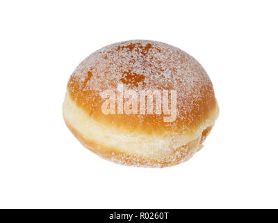 Eine Berliner vanille Krapfen auf weißem Hintergrund. Stockfoto